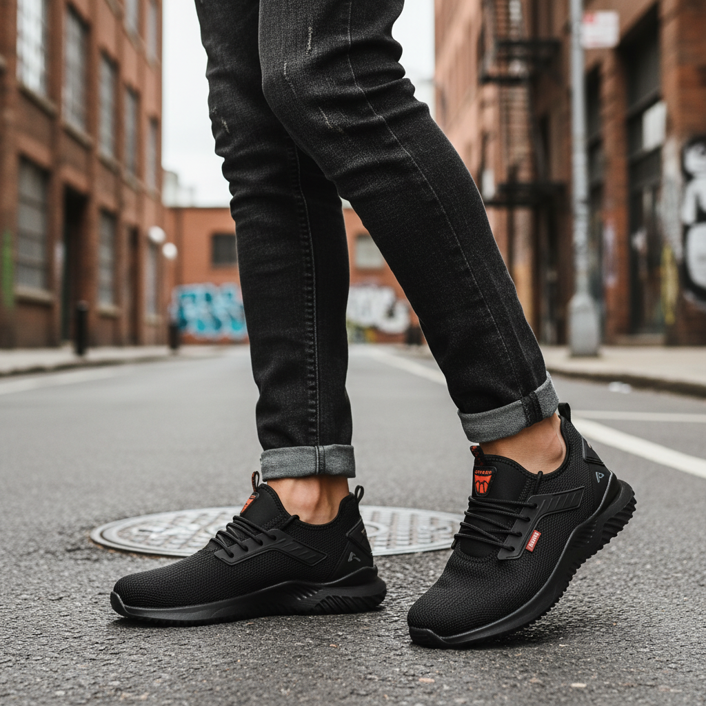 Men's Waterproof Black Safety Boots – Lightweight Non-Slip Work Footwear