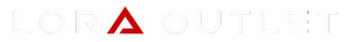 Lora Outlet logo with a red triangle on a black background