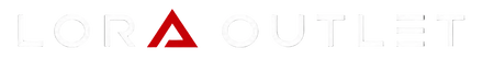 Lora Outlet logo with a red triangle on a black background